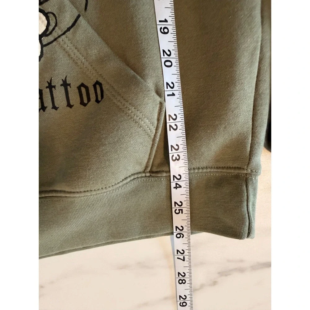Ed‎ Hardy Mens Love Kills Slowly Tattoo Hoodie Olive Green Skull Graphic L Retro